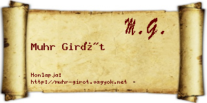 Muhr Girót névjegykártya
